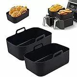 Pipihome Pentola in Silicone per Friggitrice ad aria Ninjas, 2 pezzi in Silicone per Friggitrice ad Aria Cestello per Friggitrice ad Aria, Accessori per Friggitrice ad Aria (Nero)