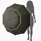 Kalolary Ombrello da Golf Extra Large Ombrello Pieghevole Antipioggia Compatto Oversize, Doppio Baldacchino Ventilato Ombrellone da Viaggio Impermeabile per Donne e Uomini Uso Domestico (Nero)