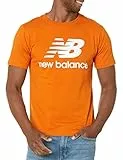 New Balance Men's Essentials Stacked Logo Tee, Vintage Orange, Medium