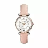 Fossil Orologio Carlie da donna, movimento al quarzo, cassa in acciaio inossidabile argento da 35 mm con cinturino in pelle, ES4484