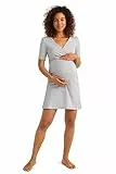 C&A Donna Camicia da Notte Moda Premaman Grigio Chiaro Melange M