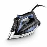 Rowenta DW7320D1 Everlast Anticalc Ferro a Vapore, 2700 W, getto a vapore potente, 400 micro-fori, sistema anticalcare, nero/azzurro, Nero/Blu