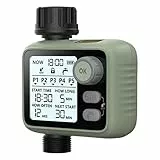 CROSOFMI Timer Irrigazione Giardino Programmatore Temporizzatore Centralina Irrigazione Automatica 5 Programmi Separati IPX5 Impermeabile/Sensore Pioggia/Display Retroilluminato