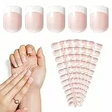 LIARTY 120 Pezzi Unghie Finte Francese Naturale, Corto Falsi Unghie Copertura Completa Artificiale Unghie Finte con Colla per Donne e Ragazze