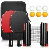Racchette da Ping Pong, Tencoz Set da Ping Pong con 2 Racchette, 6 Palle, 1 Rete e 1 Scatola, Ping Pong Set per Allenatori, Amatori, Principianti