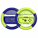 COODIO Volante Pro per Switch, Volante Joy Con, Grip Confortevole Volante da Corsa per Mario Kart 8 Deluxe / Nintendo Switch & Modello OLED, Blu / Giallo Neon (2 Pezzi)