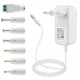 EFISH Bianco Adattatore di Alimentazione Trasformatore 12V 1A 12W,per Elettrodomestici,Telecamera CCTV,Router,Hub,Strisce LED,Telekom,T-Com,Speedport,Radiowecker,Scanner,Interruttore+7 Spine Diverse