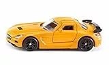 siku 1542, Auto sportiva Mercedes-Benz SLS AMG Black Series, Metallo e Plastica, Arancione, Porte ad ala di gabbiano apribili, Ruote in gomma