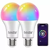 EXTRASTAR Lampadine Smart intelligenti Led E27 WiFi, 10W 1000Lm Luci Calde/Fredde e 16 Milioni di Colori, Compatibile Con Alexa, Google Home e con timing- Pacco da 2