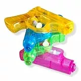 Antevia - Set di 4 Pistole ad Acqua per Bambini, traslucide, Oltre 10 Modelli, Getto d'Acqua, Materiale: plastica, Colori: Giallo, Viola, Blu, Giallo Verde (Water Gun)