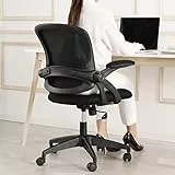 KERDOM Sedia Ergonomica da Scrivania, con braccioli imbottiti e pieghevoli, Girevole a 360°,altezza regolabile 931Nero