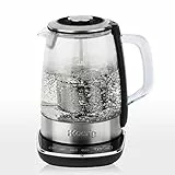 H.Koenig TI600 Teiera automatica per tè/tisane, Filtro rimovibile, Acciaio Inox/Vetro, 1,5L, 2200W