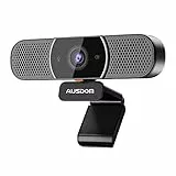 AUSDOM AW616 All-in-One VideoBar QHD 2K Webcam con Microfono e Altoparlante, Copertura per La Privacy, Fotocamera per Computer USB per Zoom Skype Conferenze e Videochiamate, Nero