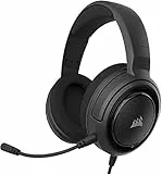 Corsair HS35 Stereo Cuffie Gaming con Microfono Unidirezionale Rimovibile, Altoparlanti in Neodimio da 50 mm, Compatibili con PC, Xbox One, PS4, Nintendo Switch e dispositivi Mobile, Carbonio