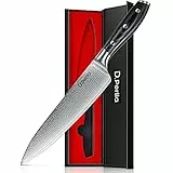 D.Perlla Coltelli Damasco da Cucina, 20 cm Coltello da Chef, Coltello Cucina Professionali Acciaio da 67 Strati Damasco con Impugnatura G10, Lama Affilata con Confezione Regalo