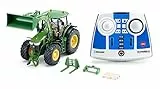 siku 6795, Trattore John Deere 7310R con caricatore frontale, Verde, Metallo e Plastica, 1:32, Telecomando Bluetooth e accessori inclusi, Telecomandabile da app