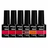 Méanail Paris • Cofanetto 6 Smalti Semipermanenti per Unghie Gel UV LED • Set Rosso da 6 Colori Manicure Pedicure Nail Polish Soak Off • Vegan & Cruelty Free Norme CE Europee