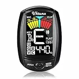 Uktunu A3CS Accordatore Chitarra Accordatore a Pinza per Chitarra Ukulele Cromatico Basso Violino Mandolino Banjo, Display a colori LCD ultra chiaro, 2 modalità: MIC e CLIP - Nero