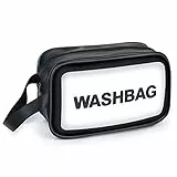 Sofore Borsa da Toilette Trasparente da Viaggio Borsa da Viaggio in PVC Borsa da Toilette Organizer Custodia da Trasporto per Donne, Beauty Case Waterproof Affari, Bagno, Nero (Medio)