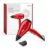 BaByliss 6615E Asciugacapelli Pro Intense 2400, Motore AC, Made in Italy, Funzione Ionica Anti-Crespo, Velocità dell'aria 130km/h, 2 Temperature/2 Velocità, 2 Concentratori sottili, Rosso