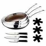 MasterPRO Giro 3 | Set di padelle antiaderenti da 20,24 e 28cm | con triplo strato in acciaio inossidabile e alluminio | Set di 3 coltelli intelligenti e protettore per padelle, tutti i tipi di cucine