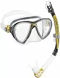 Cressi Big Eyes Evolution Mask & Alpha Ultra Dry Snorkel - Set Combinato Maschera + Snorkel Tubo Respiratore per Snorkeling e Immersioni, Trasparente/Giallo, Taglia Unica, Unisex Adulto