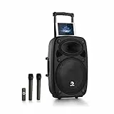 AUNA Pro Streetstar - Cassa Karaoke, Subwoofer, Microfono Wireless UHF, Sistema PA Mobile Bluetooth, Solido Alloggiamento in ABS, Maniglie di Trasporto, Design Bassreflex, Line-Out, 800 W, Nero