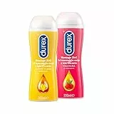 Durex Gel Massage 2in1 Doppio Utilizzo, Lubrificanti e per Massaggio, Gel Massage 2in1 con Guaranà e Gel Massage 2in1 con Ylang Ylang, 2 Confezioni da 200ml