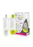 Happy Frizz Bottiglie (compatibili con Altri gasatori), 0.8 Litri, Pet bpa Free, Bianco e Verde Acido
