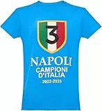 Gloria Kaos T-Shirt Maglietta Napoli Campioni d'Italia 2023 Maglia Terzo Scudetto Unisex (XL)