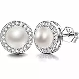 Lydreewam Donna Orecchini perla in Argento 925 di buona lega con 3A 6mm perla d'acqua dolce