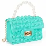 Green Pop Bag Fidget Toys, Mini Pop it Bag, Borsa per giocattoli 2 in 1, design fidget a tracolla, in silicone, antistress, borsa a tracolla verde, regalo per ragazza