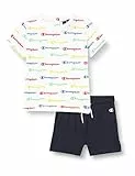 Champion Legacy American Classics-all-Over S/S T-Shirt & Shorts Completo, (Bianco/Blu Marino), 18 Mesi Bimbo 0-24