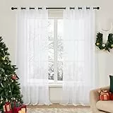 Deconovo Tende Soggiorno Moderne 2 Pezzi Trasparenti in Voile per Cameretta Bambini Interni 140x260 CM Bianco
