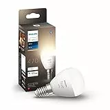 Philips Hue White Luster, Lampadina Sferica Smart, Bluetooh, E14, 5.7W, Dimmerabile, Luce Bianca Calda, Bianco