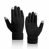WELLQUA Guanti Touch Screen Donna/alunno, Guanti Termici Invernali a maglia per Cellulare Smart phone, Guanti da Esterno Caldi per Bici, Running, Guida,Guanti Natalizi