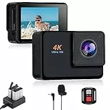 Action Cam 4k 16Mp WiFi fotocamera subacquea 2.4G Telecomando Subacquea 40m Fotocamera impermeabile Microfono esterno 2x1350mAh Batteria e accessori di montaggio Fotocamera subacquea