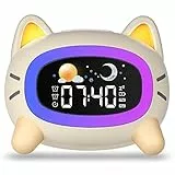 Uplayteck Sveglia per Bambini, Sveglia Digitale da Comodino con Luce Notturna Ricaricabile Funzione Snooze, Sveglia Digitale per Bambini con 2 Allarme, 4 Livelli di Luminosità, Orologio Digitale a LED