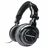 Denon DJ HP1100 - Cuffie con filo over ear DJ per registrazione, monitoraggio e mix professionali su console DJ, mixer DJ, con adattatore e custodia