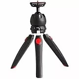 POLAM-FOTO Mini treppiede da tavolo Telefono Fotocamera Treppiede a 2 Sezioni per iPhone, Testa a sfera di rotazione a 360° & Gambe Estensibili con Supporto per Telefono Universale e GoPro