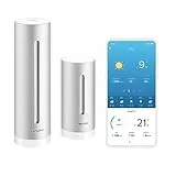 Netatmo Stazione Meteo con Sensore Esterno Wireless con supporto a parete, Termometro, Igrometro, Barometro, Sonometro, Qualità dell'aria, Compatibile con Amazon Alexa, Apple e Google, NWS-AMZ
