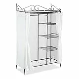 Relaxdays Appendiabiti da Ingresso Country, Stile Rustico, Guardaroba, Rivestimento in Stoffa, 172x105x45 cm ca, Bianco, Metallo, Poliestere, White, Set da 1