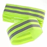 [6 Pezzi] Fasce riflessione di sicurezza, elastico, 35cm x 5 cm - Bande catarifrangente di alta visibilità, altezza regolabile, per Sport all'aria aperta, doppio riflettore, verde TKB5062 green