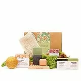 Gift Box Ecologica con Regali Ecologici Green - Shampoo Solido e Balsamo Naturale + Detergente Viso Solido + Bagnoschiuma Vellutante vegano + Poggia sapone + Porta shampoo