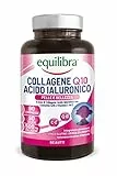 Equilibra Integratori Alimentari, Collagene Coenzima Q10 Acido Ialuronico, Benessere e Bellezza della Pelle, a Base di Collagene Idrolizzato, Acido Ialuronico, Vitamine C ed E, 90 Compresse