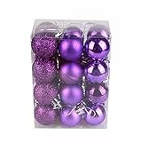 24 Pezzi Palla di Natale addobbi Natalizie per L'Albero di Natale Viola 3cm(1.18 Pollici) (24pcs 3cm Viola)