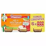 Plasmon Omogeneizzato Frutta Mela 104g 6 Vasetti con Mele Italiane, 100% naturale, con aggiunta di Vitamina C