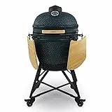 Kamado YOKO21 H.Koenig Barbecue giapponese a carbonella in ceramica 55 cm, Cottura lenta/Barbecue/Grill/Affumicatore, Termometro integrato, fino a 450 °C, distribuzione uniforme del calore, Nero