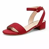 DREAM PAIRS Sandali con Tacco Alto A Cinturini Heeled Sandal Vacanza Rosso/Scamosciato SDHS2237W-E Taglia 39 (EUR)