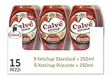 Calvè Cassa Mista Ketchup: 12 pezzi di Calvè Ketchup Standard 250ml e 3 pezzi di Ketchup Piccante 250ml